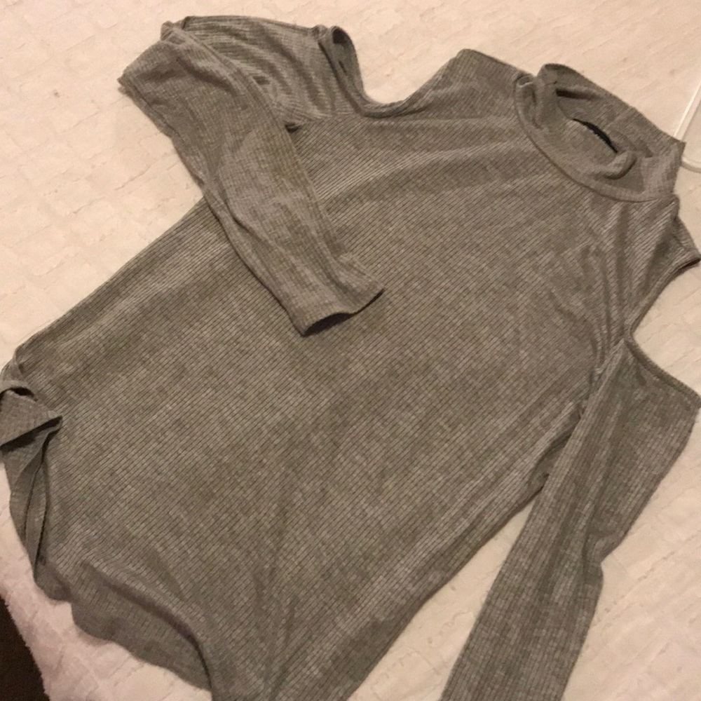 Cold shoulder turtle neck top